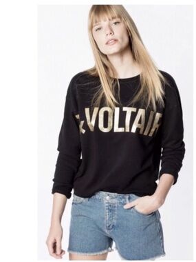 Zadig & Voltaire Kansas Foil Sweatshirt in Black. Size Medium.